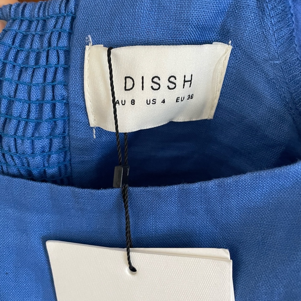 DISSH SIMONS COBALT LINEN MIDI DRESS. - Picture 8 of 10